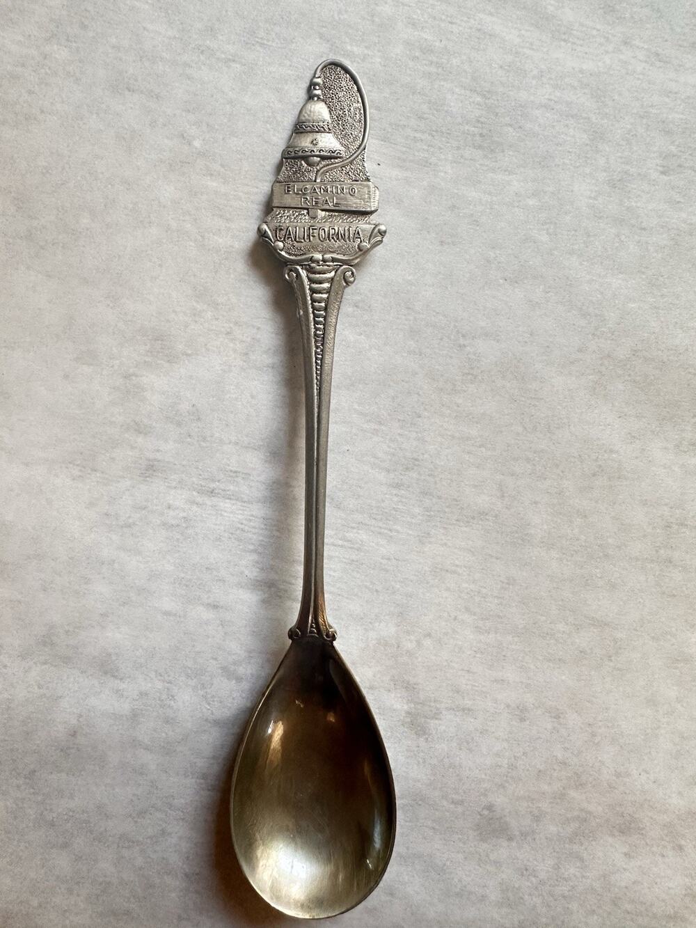 V5 Vintage Solvang El Camino Real Silverplate California Souvenir Spoon 4"